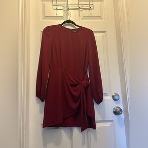 long sleeve burgundy dress